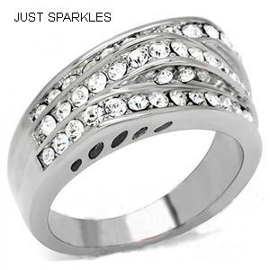 STUNNING STAINLESS STEEL SIMULATED DIAMOND LADIES RING