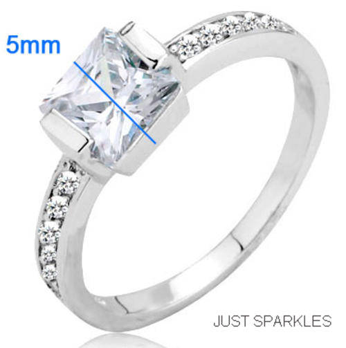 18K WHITE GOLD PLATED SIMULATED DIAMOND LADIES RING