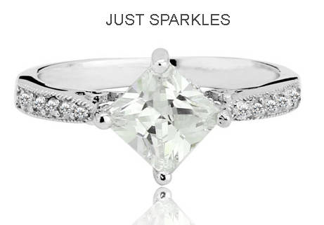 18K WHITE GOLD PLATED SIMULATED DIAMOND LADIES RING