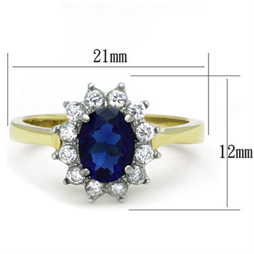 STUNNING 18K YELLOW GOLD PLATED SIMULATED SAPPHIRE LADIES RING