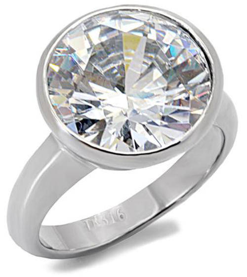 STUNNING STAINLESS STEEL SIMULATED DIAMOND LADIES RING