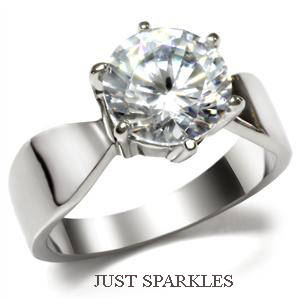 STUNNING STAINLESS STEEL SIMULATED DIAMOND LADIES RING