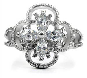 STUNNING STAINLESS STEEL SIMULATED DIAMOND LADIES RING