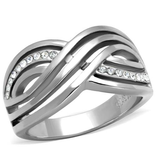 STUNNING STAINLESS STEEL SIMULATED DIAMOND LADIES RING