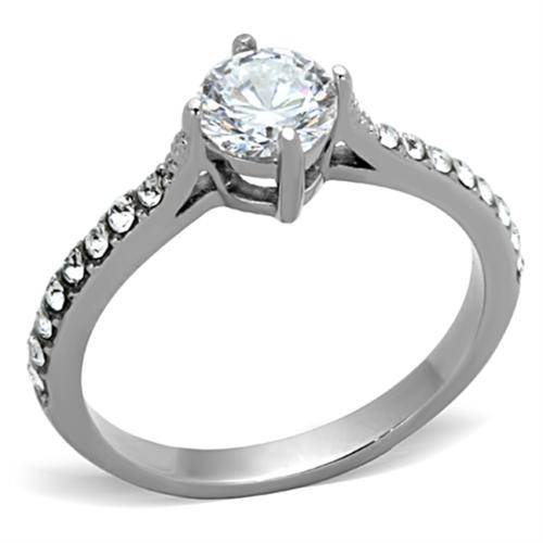 STUNNING STAINLESS STEEL SIMULATED DIAMOND LADIES RING