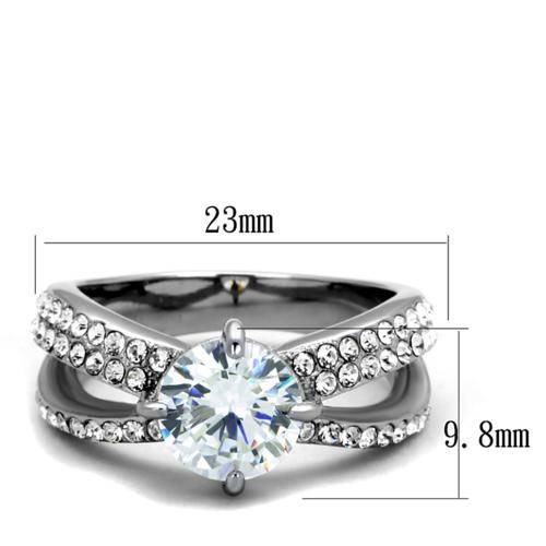 STUNNING STAINLESS STEEL SIMULATED DIAMOND LADIES RING
