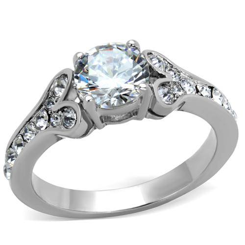 STUNNING STAINLESS STEEL SIMULATED DIAMOND LADIES RING