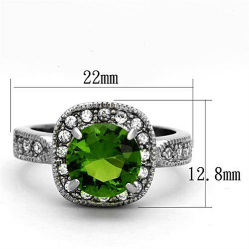 GORGEOUS SIMULATED PERIDOT WHITE GOLD PLATED LADIES RING