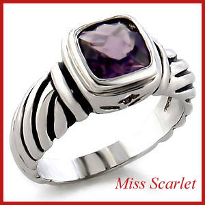 **FREE EARRINGS** Simulated Amethyst Ring