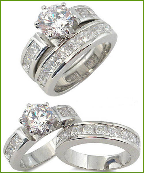 BEAUTIFUL SIMULATED DIAMOND WEDDING RING SET