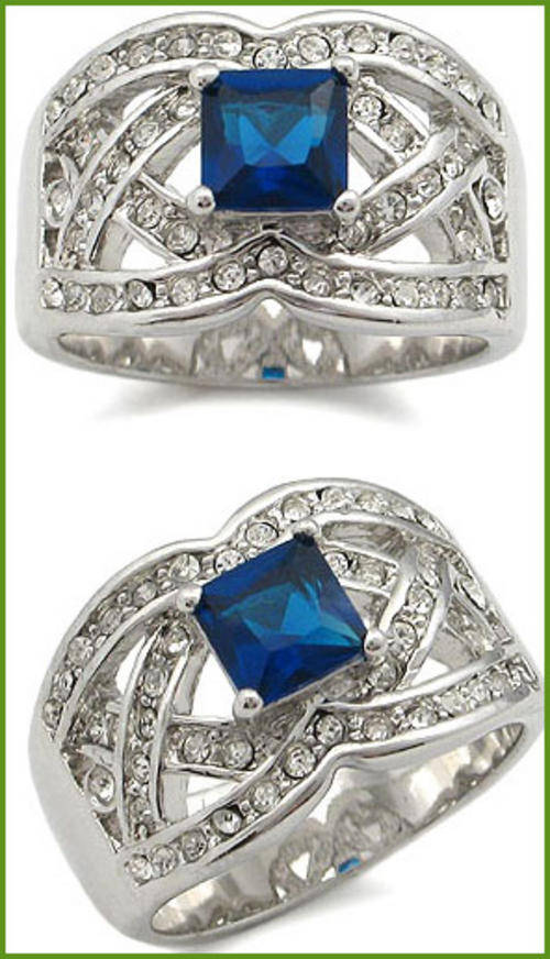 SIMULATED SAPPHIRE LADIES RING