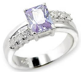 STERLING SILVER SIMULATED AMETHYST RING