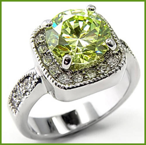 UNUSUAL LIGHT GREEN CUBIC ZIRCONIA RING & FREE BRACELET!!