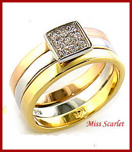 SIMULATED DIAMOND 18KT YELLOW GOLD PLATED WEDDING RING SET