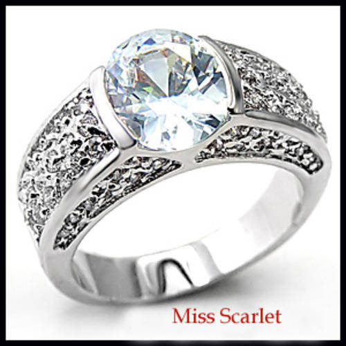SIMULATED DIAMOND 18KT WHITE GOLD PLATED RING