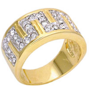 SIMULATED DIAMOND 18KT YELLOW GOLD PLATED RING