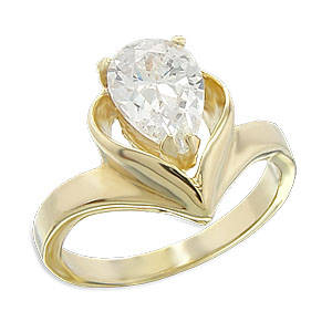 SIMULATED DIAMOND 18KT YELLOW GOLD PLATED RING