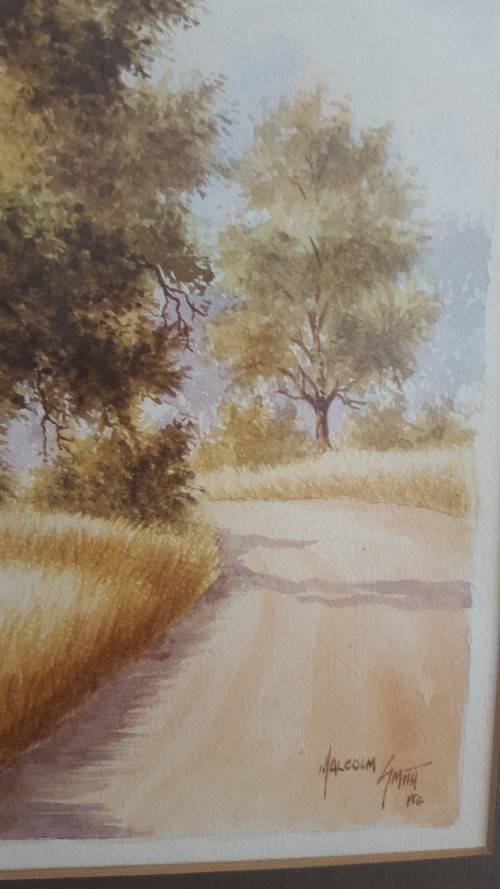 ORIGINAL  MALACHI (MALCOLM) SMITH (SA 1948-2012 ) WATERCOLOUR LANDSCAPE