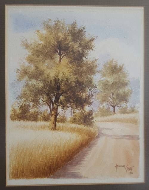 ORIGINAL  MALACHI (MALCOLM) SMITH (SA 1948-2012 ) WATERCOLOUR LANDSCAPE