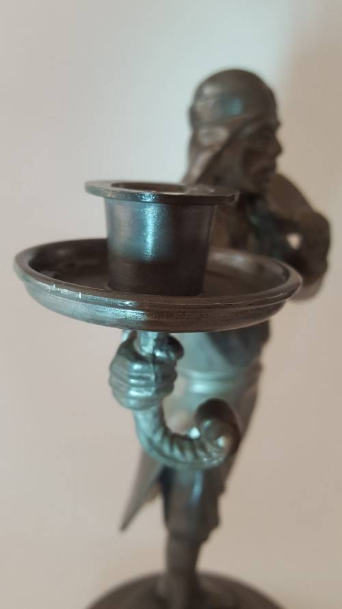 Anton Schreiner, Nabburg, Bayern Pewter Figural Candleholder