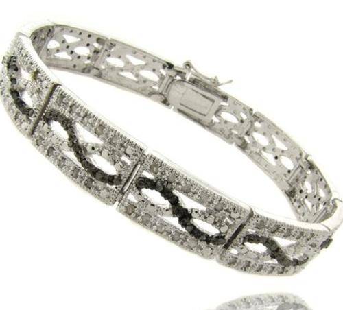 STUNNING GENUINE DIAMOND INFINITY DESIGNER STERLING SILVER BRACELET. 1.000CTS ! VALUE: R12'956.00