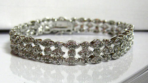 STUNNING GENUINE DIAMOND STERLING SILVER DESIGNER BRACELET. 1.000CTS ! VALUE: R13'027.00