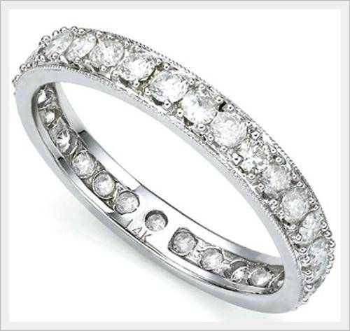 CERTIFIED 14K SOLID WHITE GOLD DIAMOND ETERNITY RING 1.100CTS VALUE : R33'221.00