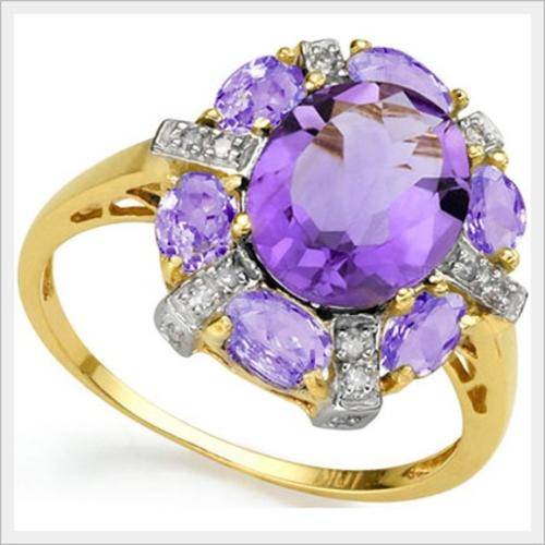 10K SOLID YELLOW GOLD BRAZILIAN AMETHYST AND DIAMOND RING! 3.550CTS ERV: R14'267.00