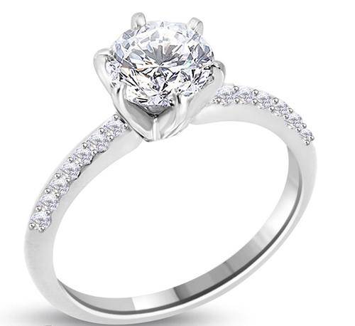 EXQUISITE 14K SOLID WHITE GOLD SPARKLING DIAMOND SOLITAIRE RING! 1.050CTS