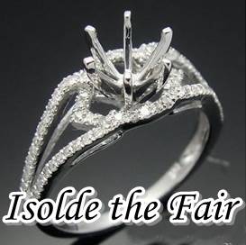 "Isolde The Fair" Semi Mount Setting . 14k Solid White Gold, 0.300cts Diamonds *Made To Order*