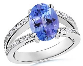 Natural Tanzanite and diamond Designer Ring.   14K Solid Gold! VVS!.  2.300Cts
