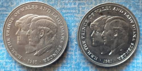 FIVE commemorative coins:  Charles and Diana wedding x 2, Queen Mother`s 80th birthday x 3