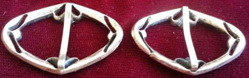 ANTIQUE ART DECO DIAMANTE DRESS / SHOE BUCKLES, DIAMANTE CRYSTALS  SET IN UNMARKED SILVER