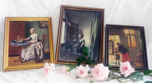 SELECTION OF 3  SMALL VINTAGE PRINTS OF OLD MASTERS, ALL FRAMED BEHIND GLASS, WOODEN FRAMES