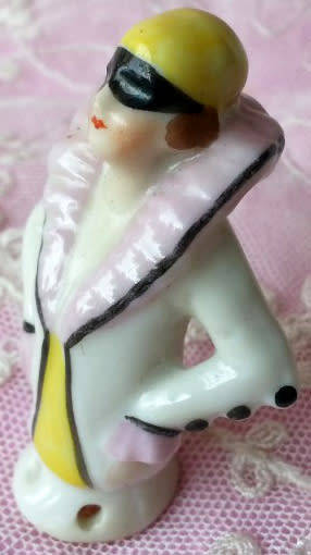 BLACK MASKED, MARDI GRAS  PIN CUSHION HALF DOLL, 1101.GERMANY