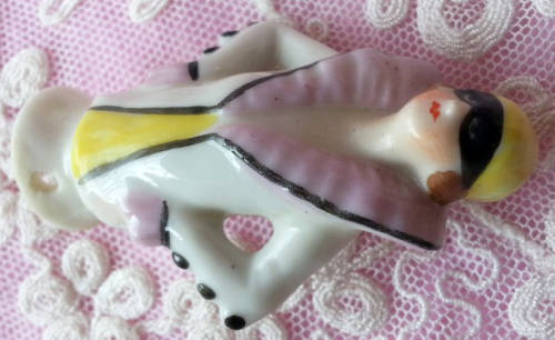 BLACK MASKED, MARDI GRAS  PIN CUSHION HALF DOLL, 1101.GERMANY