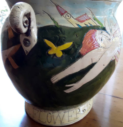 DELIGHTFUL !!! " FAT LADIES "  FRUIT BOWL BY WELL KNOWN S.A. ARTIST R.SENECAL 2002