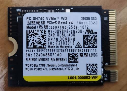 Western Digital  256GB M.2 NVME Pcie  2280/2230 SSD