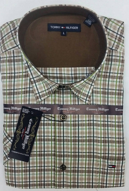 TOMMY HILFIGER ORIGNAL S/S SLIM FIT COTTON SHIRT SIZE LARGE !!!!!MARKET VALUE R999.99