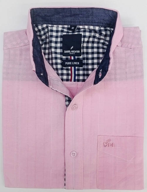 DANIEL HECHTER ORIGNAL 100% LINEN L/S SLIM FIT SHIRT SIZE LARGE!!!!MARKET VALUE R999.99