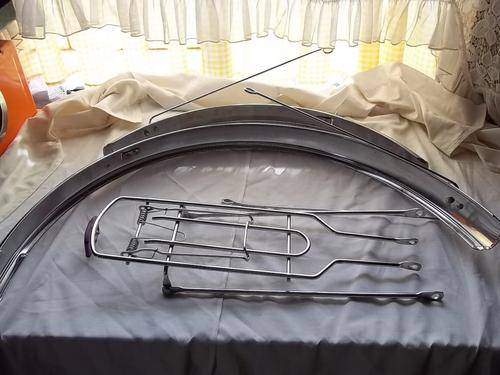 Bicycle, mud guards and rack