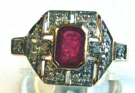Genuine Rubies and Diamonds in 9 Ct Gold Ring