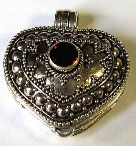 Sterling Siver and Garnet, locket- Pendant