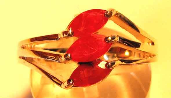 Pretty, Sterling Silver and Genuine Rubies Ring.
