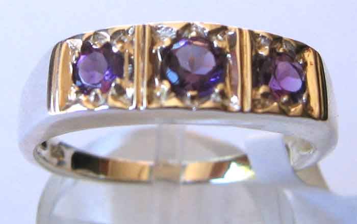Top Quality Amethysts in Sterling Silver Ring.