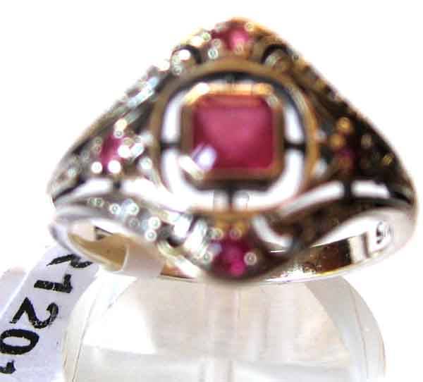 Vintage, Sterling Silver Rubies and Diampnds Ring.