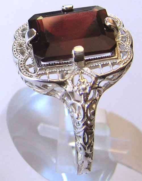Solid 925 -Sterling Silver & Garnet Ring.