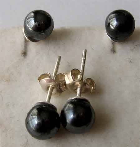 A pair of Sterling Silver and Hematite Stud /   Earrings.