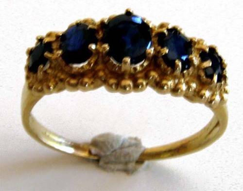 9ct. Yellow Gold , Genuine Blue Sapphires   Ring