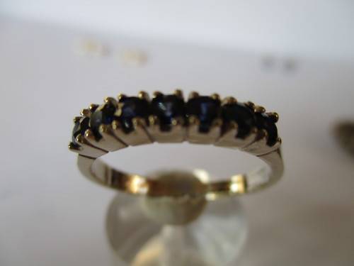 Genuine Blue Sapphires eternity  9ct White Gold Ring